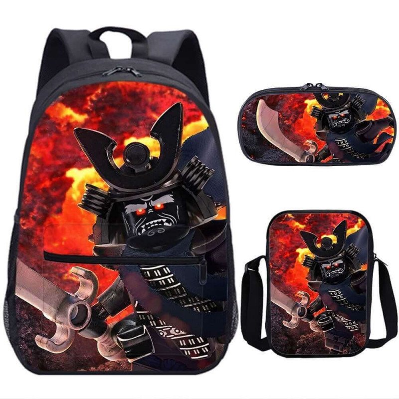 Pack scolaire à composer Cartable Ninjago format large + Sacoche Ninjago à Bandoulière + Trousse Ninjago assortie – Du CP au CM2
