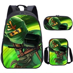 Pack scolaire à composer Cartable Ninjago format large + Sacoche Ninjago à Bandoulière + Trousse Ninjago assortie – Du CP au CM2