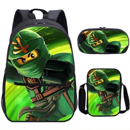 Pack imprimé Cartable sac à dos NINJAGO + Sacoche + Trousse