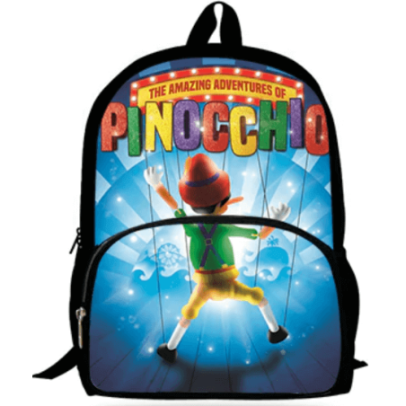 Cartable Scolaire Pinocchio - sac à dos Pinocchio avec pochette avant pour enfants de maternelle
