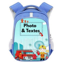 Cartable pompiers personnalisable pour garçon de 3 à 6 ans - Sac à dos maternelle à personnaliser avec Photos et textes