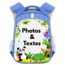 Cartable Panda personnalisable pour garçon de 3 à 6 ans - Sac à dos maternelle à personnaliser avec Photos et textes