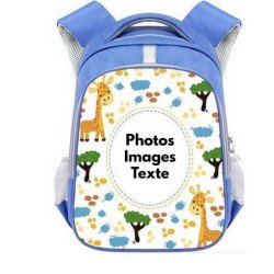 Cartable Girafe personnalisable pour garçon de 3 à 6 ans - Sac à dos maternelle à personnaliser avec Photos et textes