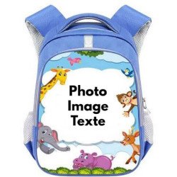 Cartable animaux personnalisable pour garçon de 3 à 6 ans - Sac à dos maternelle à personnaliser avec Photos et textes