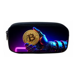 Sac & Accessoires personnalisés – Édition Visuel "Main robotique & Bitcoin" – Ambiance futuriste crypto
