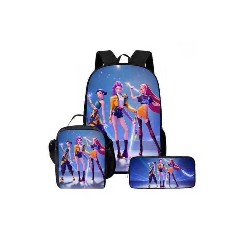 Pack Scolaire K-POP Demon Hunters - Sac à dos Kpop, Lunch boxe et trousse assortie