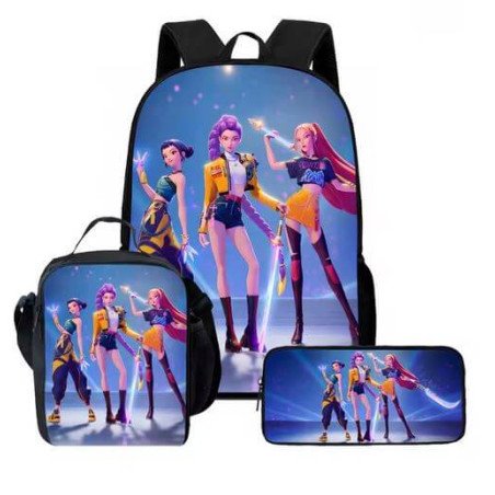 Pack Scolaire K-POP Demon Hunters - Sac à dos Kpop, Lunch boxe et trousse assortie