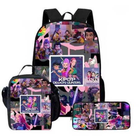 Pack Scolaire K-POP Demon Hunters - Sac à dos Kpop, Lunch boxe et trousse assortie