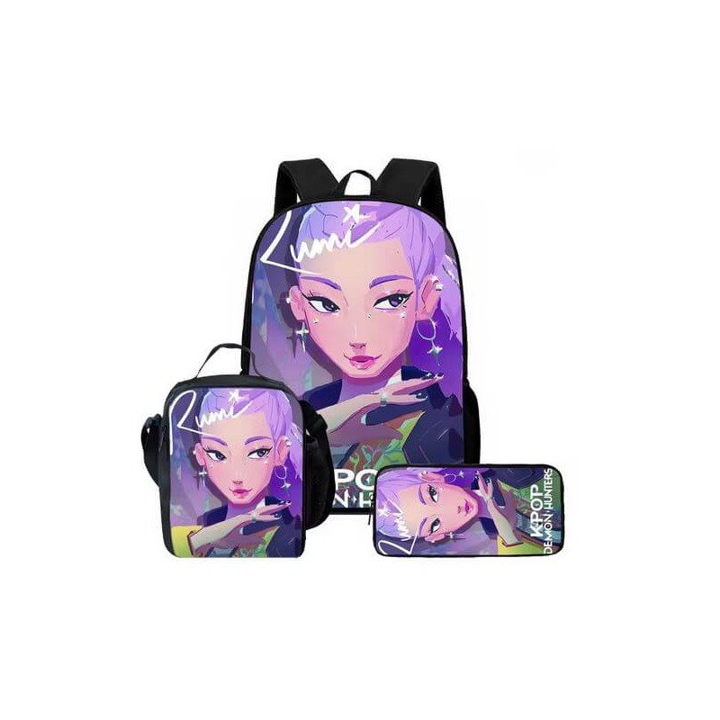 Pack Scolaire K-POP Demon Hunters - Sac à dos Kpop, Lunch boxe et trousse assortie