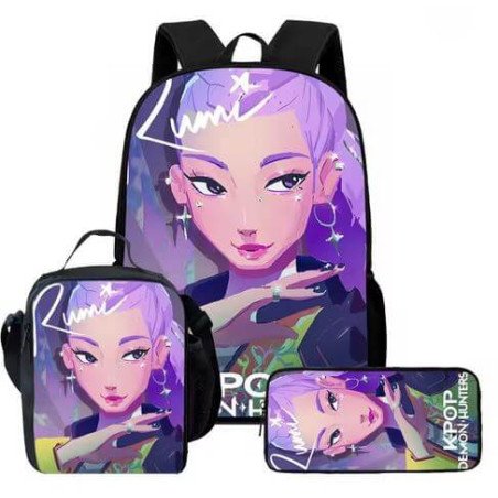 Pack Scolaire K-POP Demon Hunters - Sac à dos Kpop, Lunch boxe et trousse assortie