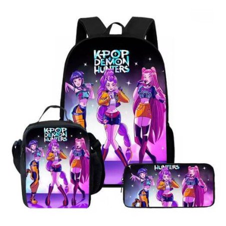 Pack Scolaire K-POP Demon Hunters - Sac à dos Kpop, Lunch boxe et trousse assortie