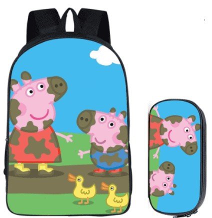 Trousse Scolaire Ronde Peppa Pig - Pour Enfants 5-14 Ans, Dimensions 20x7 Cm, Polyester Résistant